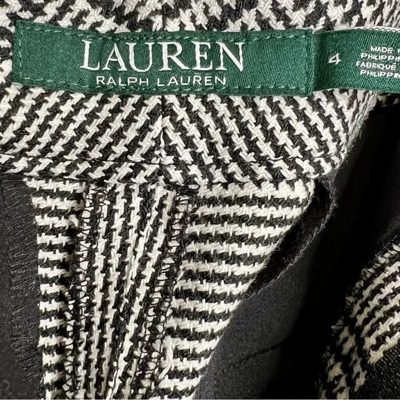 NEW Lauren Ralph Lauren Houndstooth Trouser Pants Black & White Size 4 - Picture 5 of 8